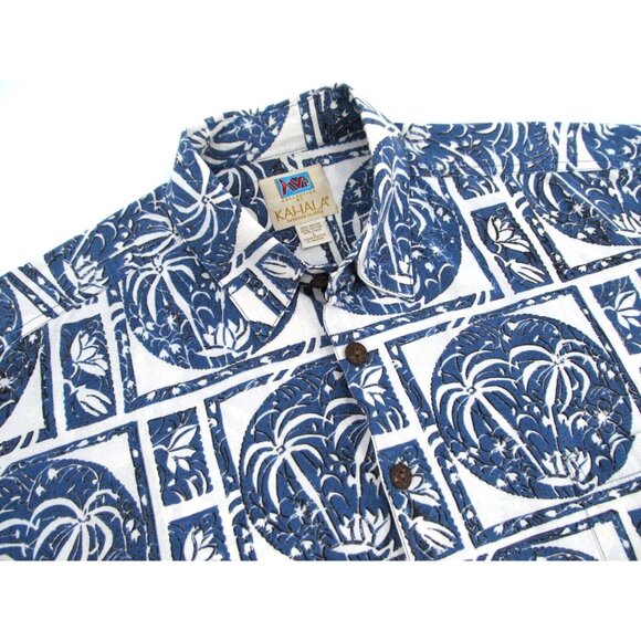 Vtg 90s Avi Kahala Hawaiian Shirt Mens Large Button Up Handcrafted Rayon Linen - Picture 2 of 13